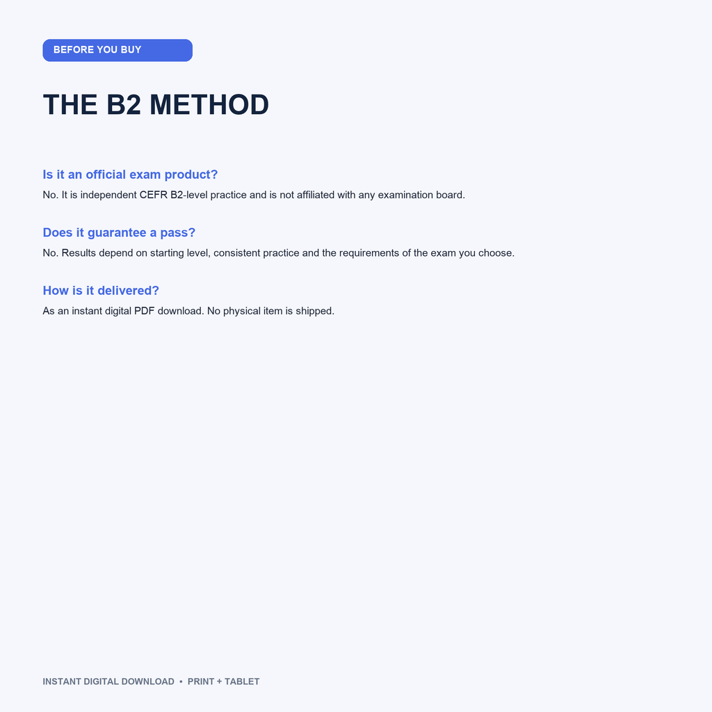 THE B2 METHOD™ · Plan de inglés B2 de 30 días