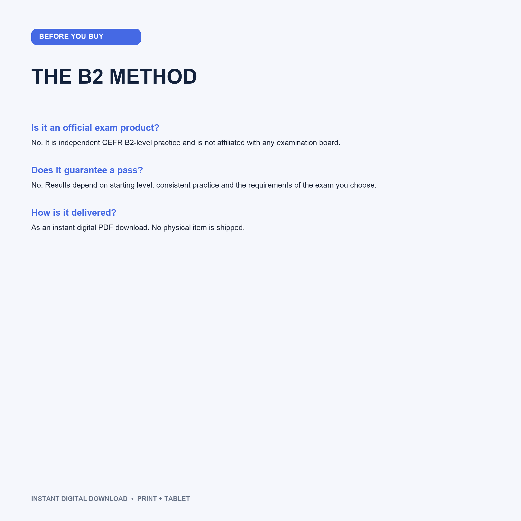THE B2 METHOD™ · Plan de inglés B2 de 30 días